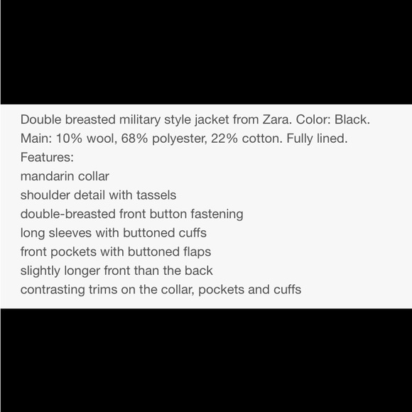 ZARA Trf Outerwear Double Breasted Military Style Jacket in Black - Picture 4 of 13